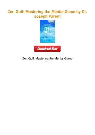 Zen Golf: Mastering the Mental Game by Dr. Joseph Parent
