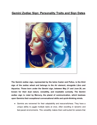 Gemini Zodiac Sign_ Personality Traits and Sign Dates