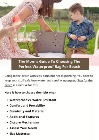 The Mom's Guide To Choosing The Perfect Waterproof Bag For Beach