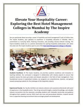 Discovering Excellence: The Best Hotel Management Colleges in Mumbai