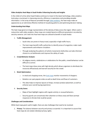 Video Analytics Heat Maps in Saudi Arabia