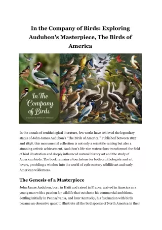 In the Company of Birds_ Exploring Audubon's Masterpiece, The Birds of America