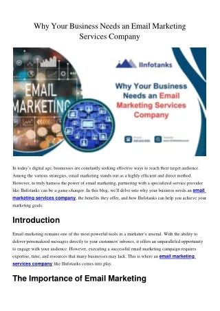 Why Your Business Needs an Email Marketing Services Company