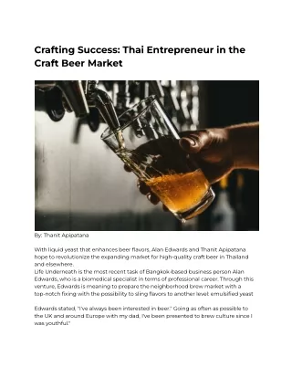 Crafting Success_ Thai Entrepreneur in the Craft Beer Market