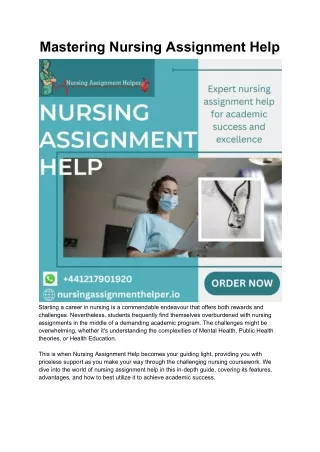 Mastering Nursing Assignment Help