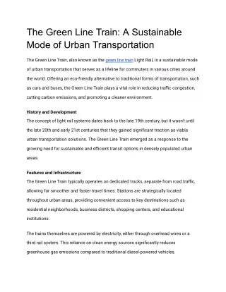 The Green Line Train_ A Sustainable Mode of Urban Transportation