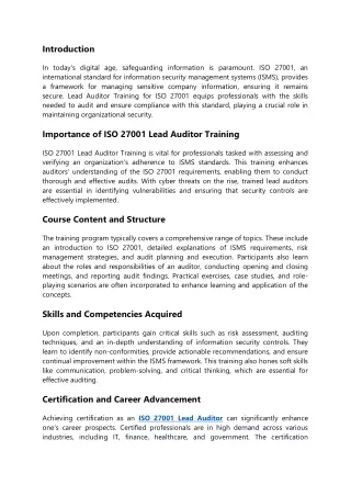 iso 27001 lead auditor training