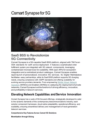 SaaS BSS to Revolutionize 5G Connectivity