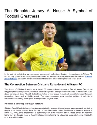 The Ronaldo Jersey Al Nassr_ A Symbol of Football Greatness