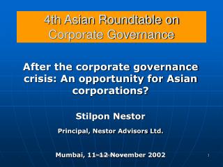 4th Asian Roundtable on Corporate Governance
