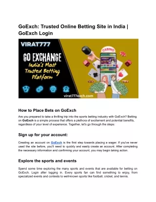 GoExch_ Trusted Online Betting Site in India _ GoExch Login