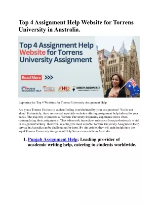 Top 4 Assignment Help Website for Torrens University in Australia
