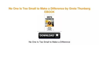 No One Is Too Small to Make a Difference by Greta Thunberg EBOOK