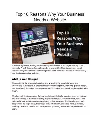 Top 10 Reasons Why Your Business Needs a Website