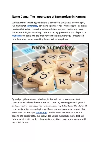 Name Game_ The Importance of Numerology in Naming