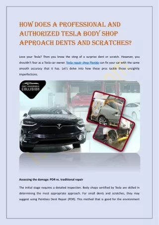 How does a professional and authorized Tesla body shop approach dents and scratches