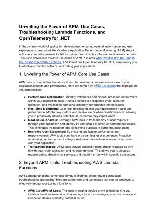 Unveiling the Power of APM_ Use Cases, Troubleshooting Lambda Functions, and OpenTelemetry for