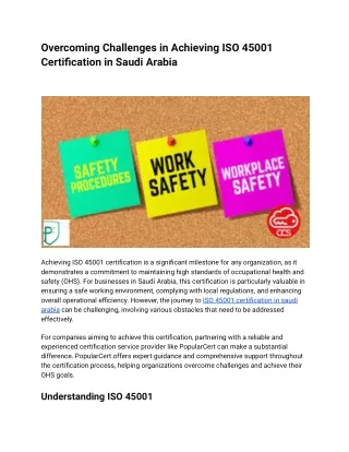 Overcoming Challenges in Achieving ISO 45001 Certification in Saudi Arabia