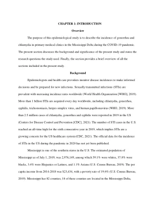 Epidemiological study on STIs in medical clinics in Mississippi during the COVID-19 pandemic