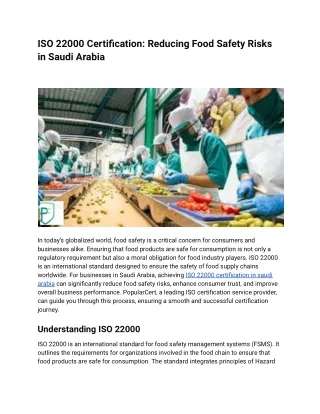 ISO 22000 Certification_ Reducing Food Safety Risks in Saudi Arabia