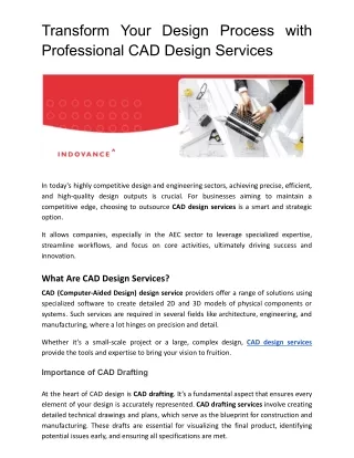 Transform Your Design Process with Professional CAD Design Services