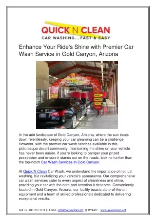 Enhance Your Ride's Shine with Premier Car Wash Service in Gold Canyon, Arizona