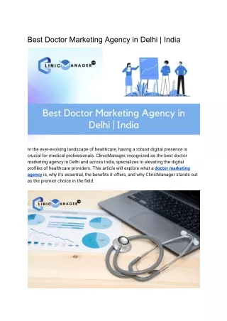 Best Doctor Marketing Agency in Delhi _ India