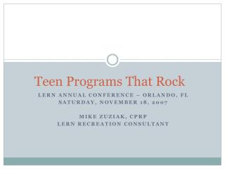 Teen Programs That Rock