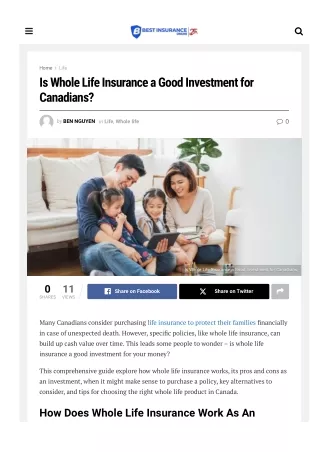 Should Canadians Consider Whole Life Insurance as an Investment?