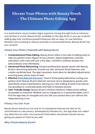 Transform Your Photos with Beauty Brush App