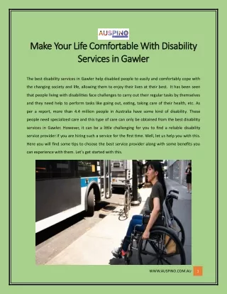 Make Your Life Comfortable With Disability Services in Gawler