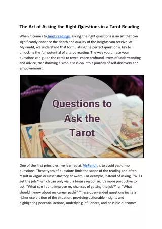 The Art of Asking the Right Questions in a Tarot Reading