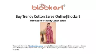 Buy Trendy Cotton Saree Online At Best Price | Blockart