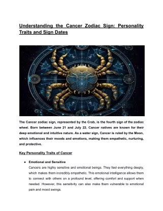 Understanding the Cancer Zodiac Sign_ Personality Traits and Sign Dates