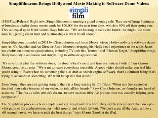 simplifilm.com brings hollywood movie making to software dem