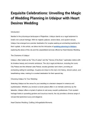 Exquisite Celebrations_ Unveiling the Magic of Wedding Planning in Udaipur with Heart Desires Wedding