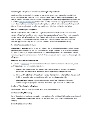 Video Analytics Safety Vest in Dubai