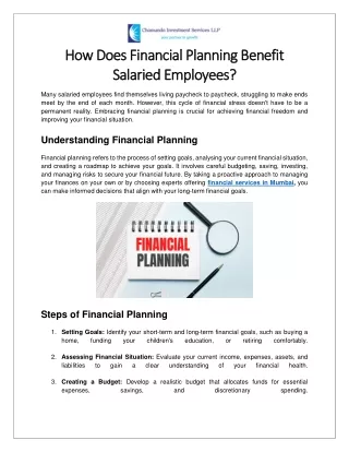 How Does Financial Planning Benefit Salaried Employees