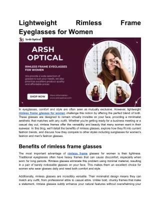 Lightweight Rimless Frame Eyeglasses for Women