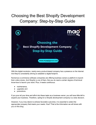 A Guide for Finding the Perfect Shopify Development Company