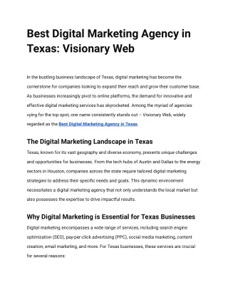 Best Digital Marketing Agency in Texas_ Visionary Web