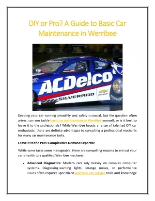 DIY or Pro A Guide to Basic Car Maintenance in Werribee
