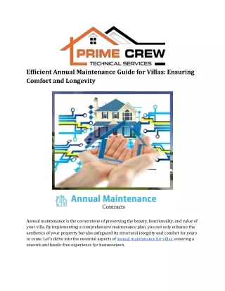 Efficient Annual Maintenance Guide for Villas Ensuring Comfort and Longevity