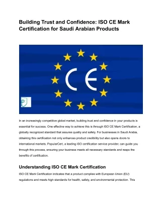 Building Trust and Confidence_ ISO CE Mark Certification for Saudi Arabian Products