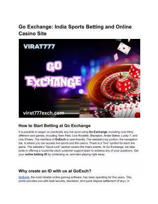 Go Exchange_ India Sports Betting and Online Casino Site