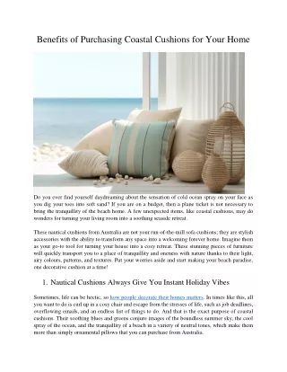 Benefits of Purchasing Coastal Cushions for Your Home