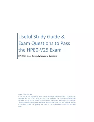 Useful Study Guide & Exam Questions to Pass the HPE0-V25 Exam