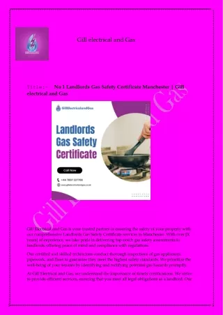 Landlords Gas Safety Certificate Manchester