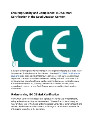 Ensuring Quality and Compliance_ ISO CE Mark Certification in the Saudi Arabian Context