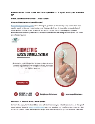 Biometric Access Control System Installation by EXPEDITE IT in KSA